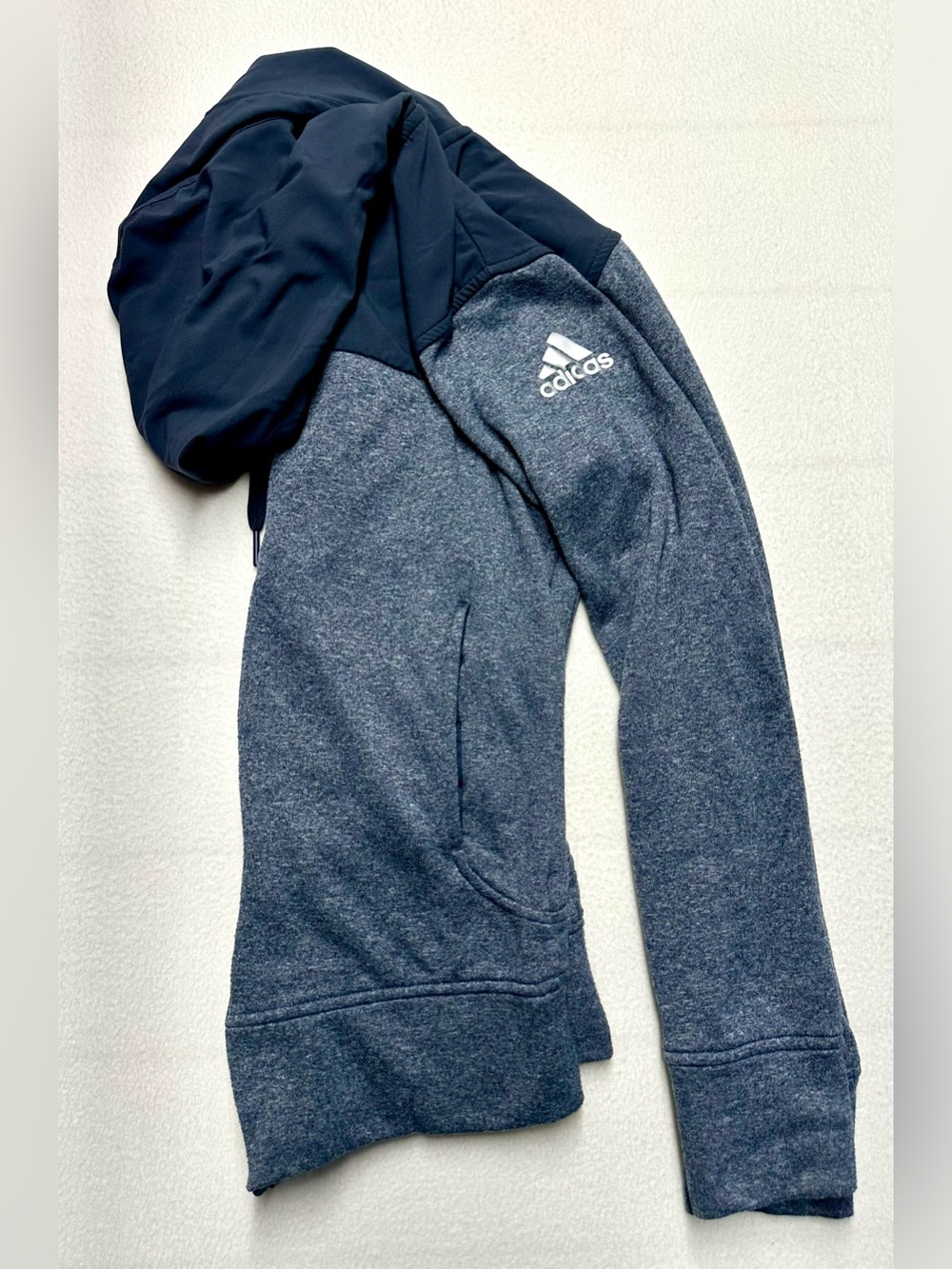 Adidas ClimaWarm Women’s Small Full Zip Hooded Jacket Blue Gray Athletic